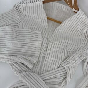 Sabo White Romper Sheer Small Playsuit Tie Waist Pleated Party Nightlife